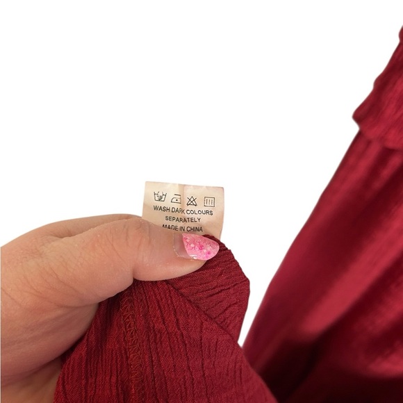 Pretty Garden Red Gauzy Lightweight Tiered Maxi Dress Bohemian Womens Size Large - Picture 8 of 12